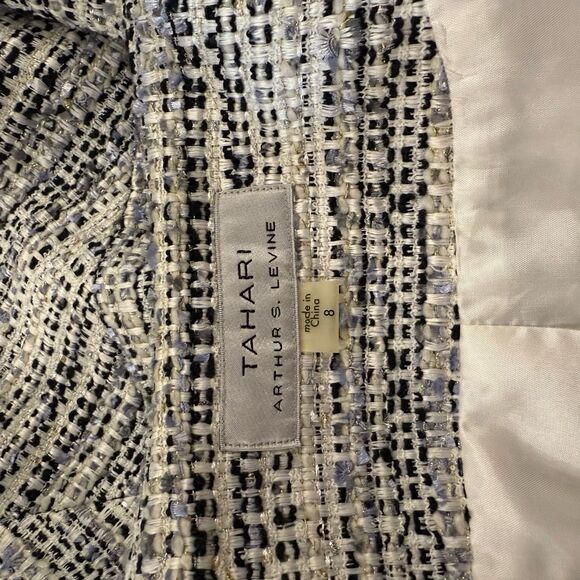 Tahari tweed silver blue zip up blazer new without tags size 8 - Picture 5 of 5